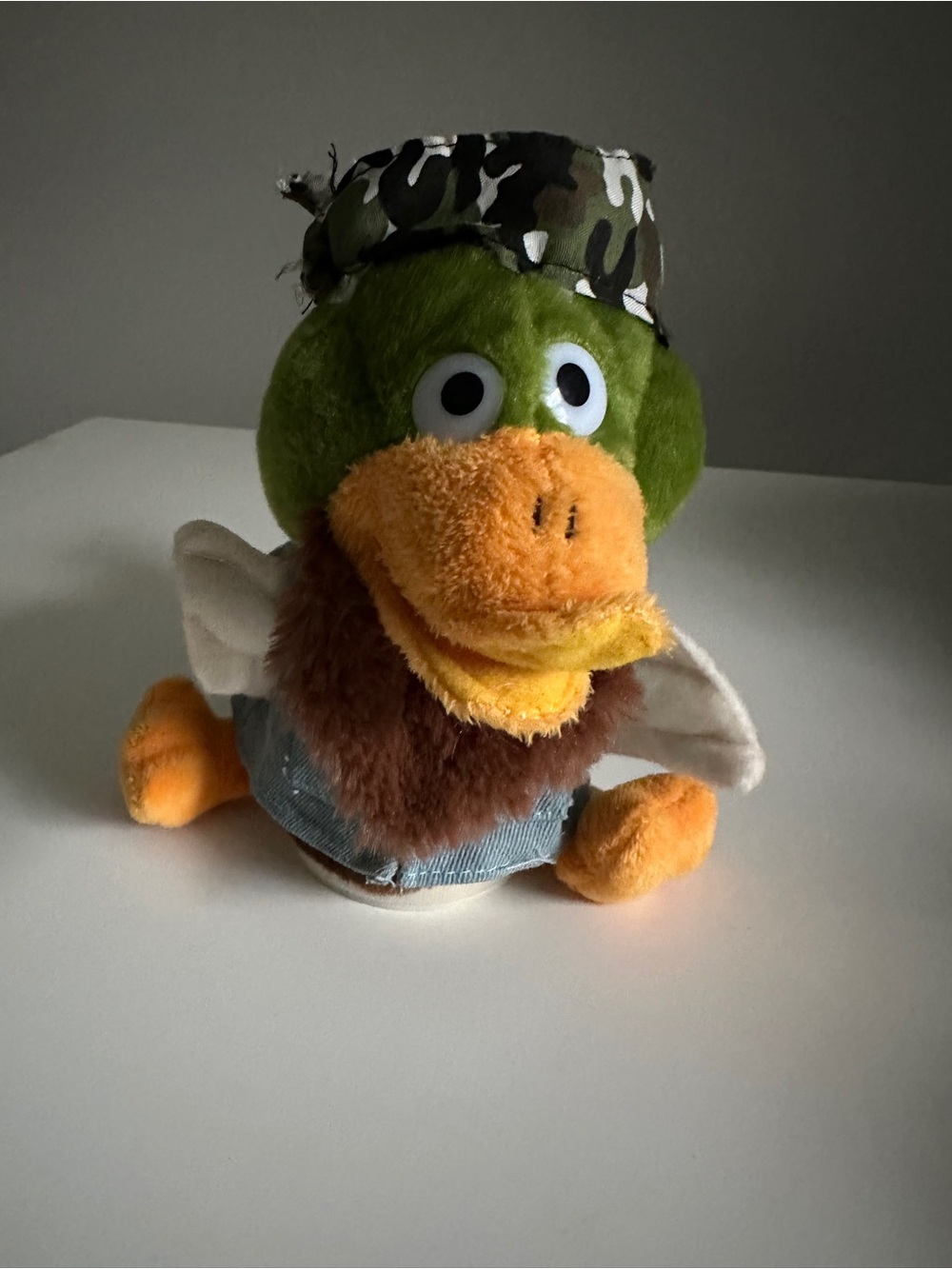 Gemmy Duck Mania Animated Singing Plush Mallard Duck Denim Vest USA Flag Camo 🦆 - Picture 8 of 16